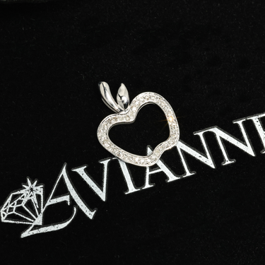 White 14k White Gold Apple Pendant .34 Ctw
